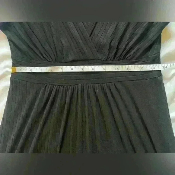 Rolla Coster Black V Neck Crossover Ribbed Tank Dress Side Slit Women's Large - Picture 8 of 8